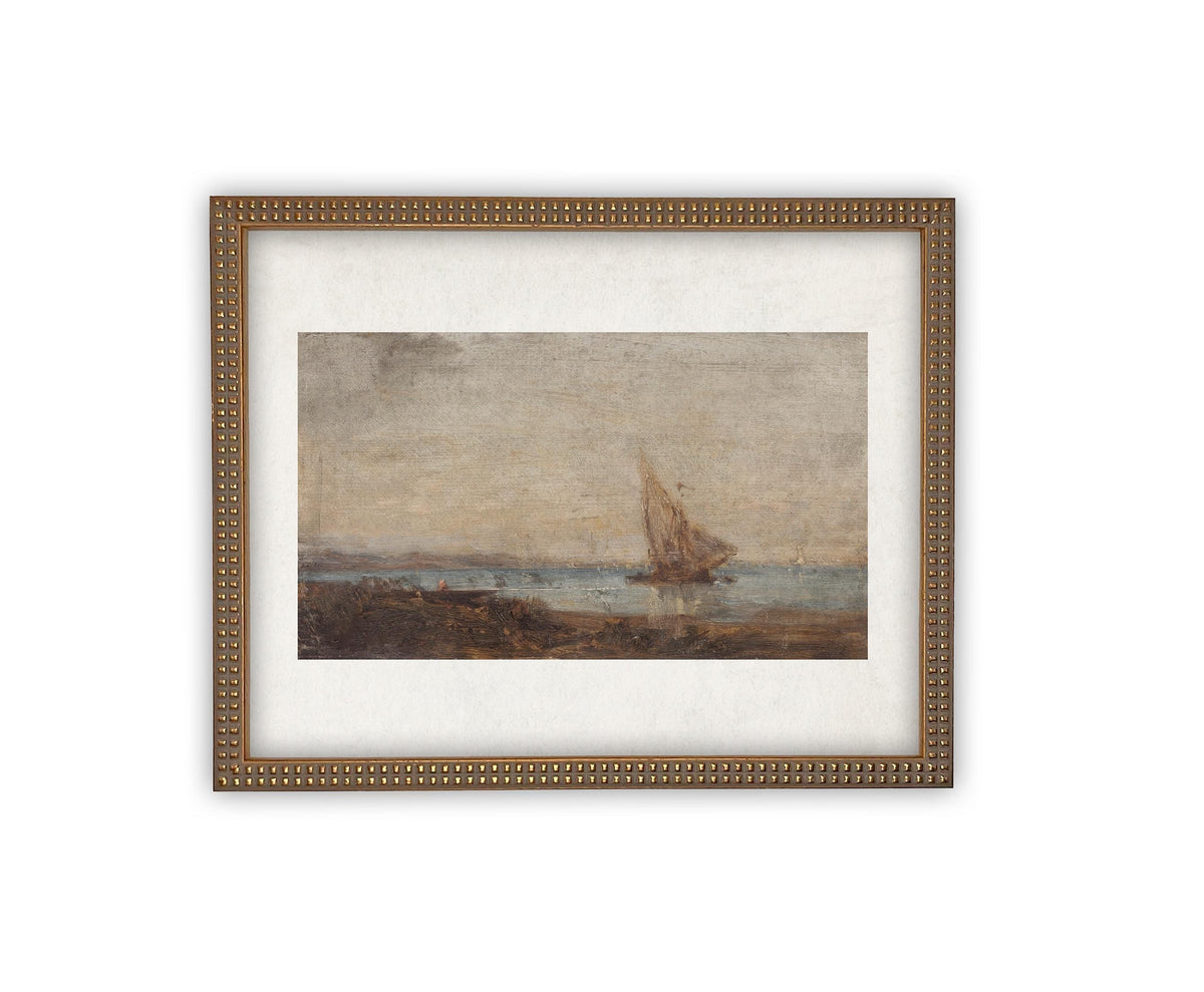 READY to SHIP 11X14 Framed Vintage Nautical Canvas Print: Sailboat Art