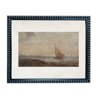The image is a framed painting depicting a sailboat on the water.