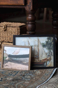 READY to SHIP 18X24 Vintage Sailboats Painting: Framed Canvas Print, Beach House Art #COAS-204
