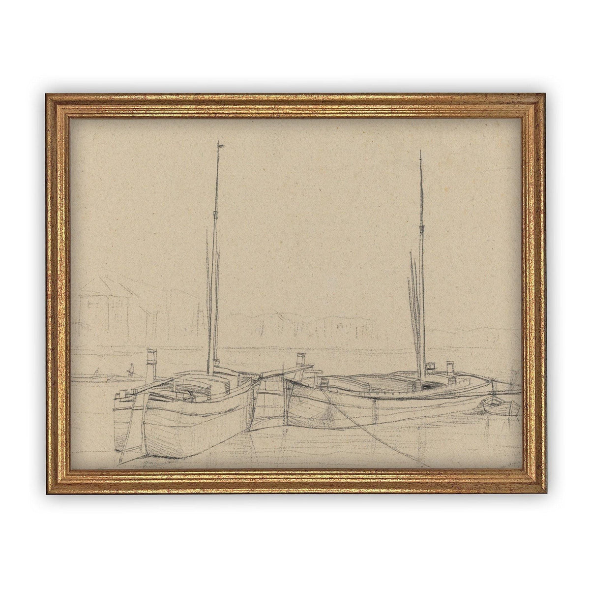 Vintage Framed Canvas Boating Art #LAN-188