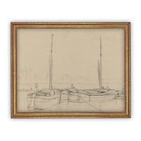 Vintage Framed Canvas Boating Art #LAN-188