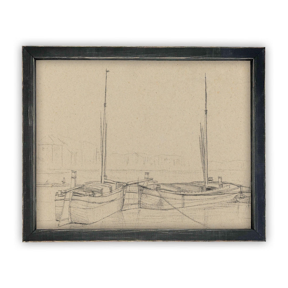 Vintage Framed Canvas Boating Art #LAN-188