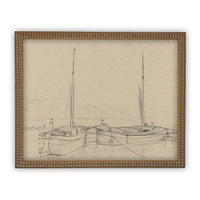 Vintage Framed Canvas Boating Art #LAN-188
