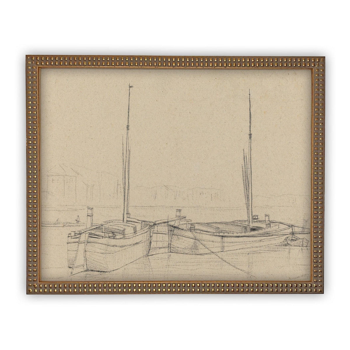 Vintage Framed Canvas Boating Art #LAN-188