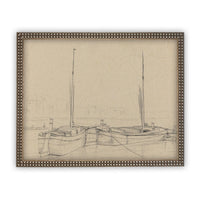 Vintage Framed Canvas Boating Art #LAN-188