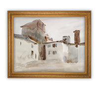 Vintage Framed Canvas Italian Villa Art #ARC-110