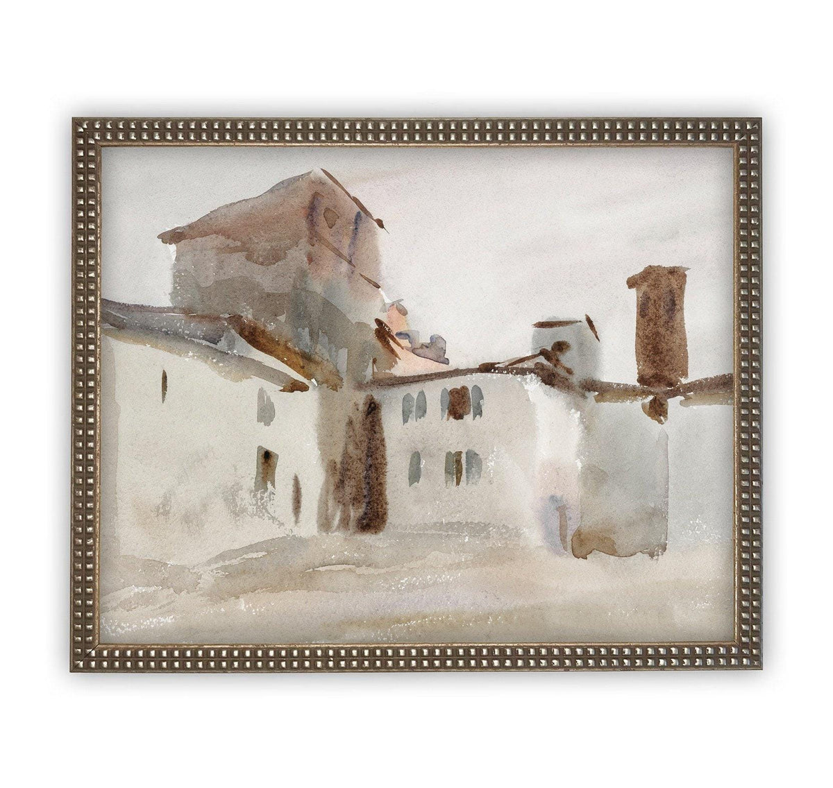 Vintage Framed Canvas Italian Villa Art #ARC-110