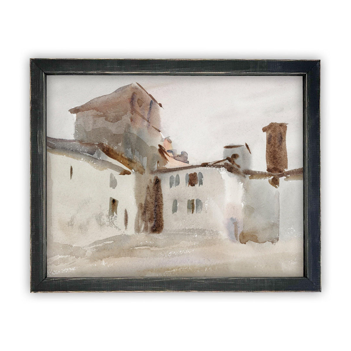 Vintage Framed Canvas Italian Villa Art #ARC-110