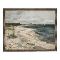 Vintage Framed Seascape Canvas Art Print: Coastal Beach House Decor #COAS-205