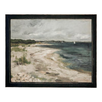 Vintage Framed Seascape Canvas Art Print: Coastal Beach House Decor #COAS-205