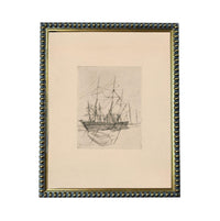 The image is a framed print depicting a sailing ship on the water.