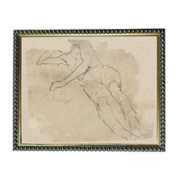The image is a framed artwork depicting a sketch of a person's body, possibly a drawing or sketch of a human figure.