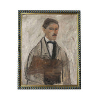 The image is a portrait of a man wearing a suit and tie, with a serious expression on his face.