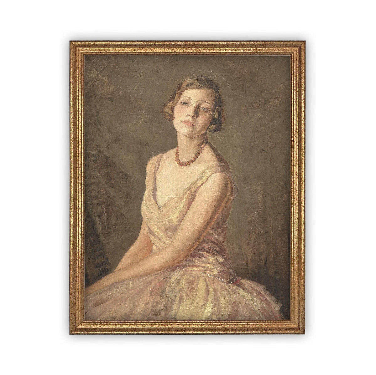 READY to SHIP 12X16 Vintage Framed Canvas Print: Portrait of a Woman, Farmhouse Style