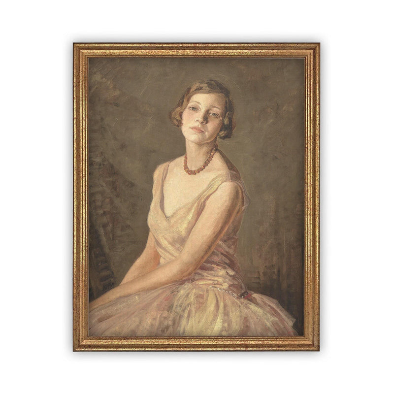 Vintage Framed Canvas Portrait of a Woman Art #P-530