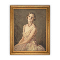 READY to SHIP 12X16 Vintage Framed Canvas Print: Portrait of a Woman, Farmhouse Style