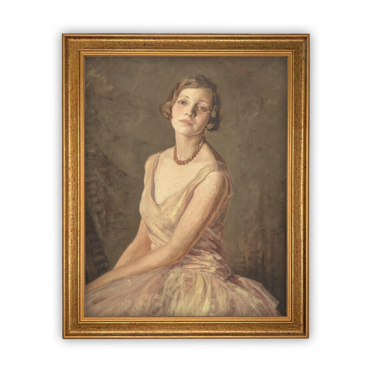 Vintage Framed Canvas Portrait of a Woman Art #P-530