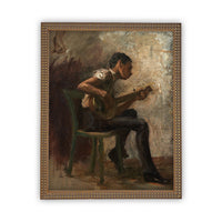 Vintage Framed Canvas Art Boy Playing Guitar #P-509