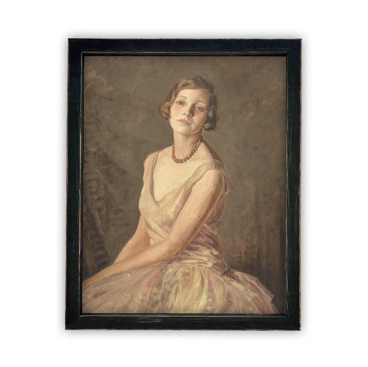 READY to SHIP 12X16 Vintage Framed Canvas Print: Portrait of a Woman, Farmhouse Style