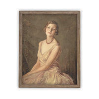 READY to SHIP 12X16 Vintage Framed Canvas Print: Portrait of a Woman, Farmhouse Style