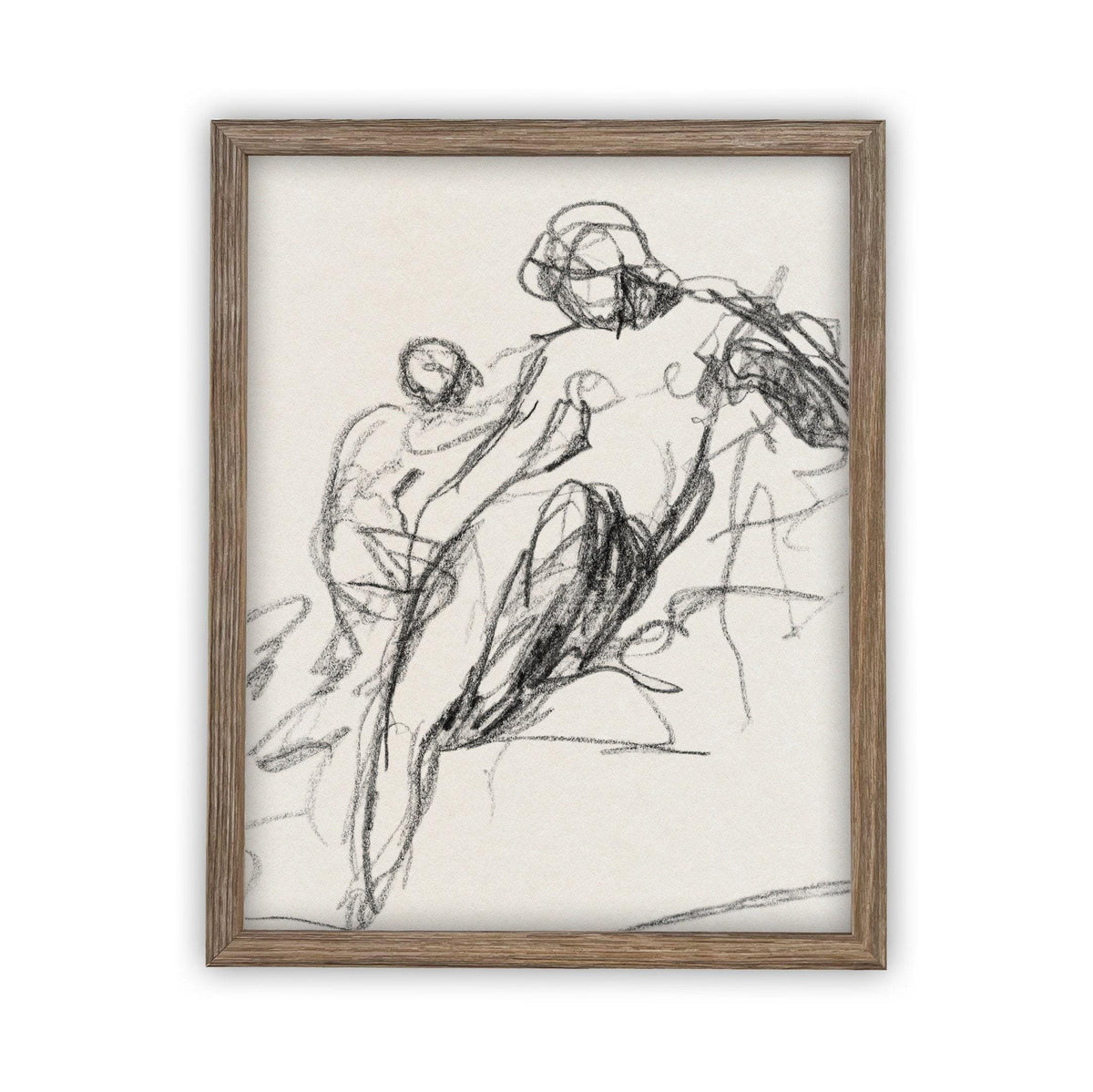 Vintage Framed Canvas Art Portrait Sketch /#P-512