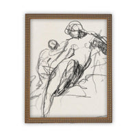 Vintage Framed Canvas Art Portrait Sketch /#P-512