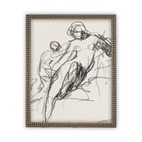 Vintage Framed Canvas Art Portrait Sketch /#P-512