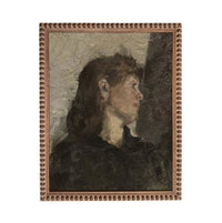 The image is a portrait of a woman, painted in an impressionist style.