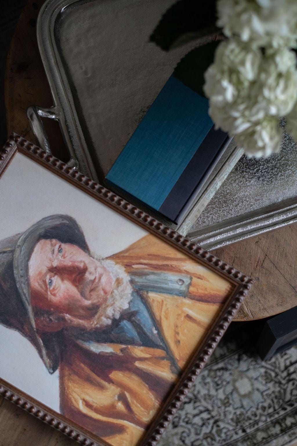 Vintage Framed Canvas Art Portrait of a Fisherman #P-556