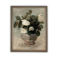 Framed Canvas White Roses Art #BOT-126