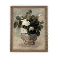 Framed Canvas White Roses Art #BOT-126