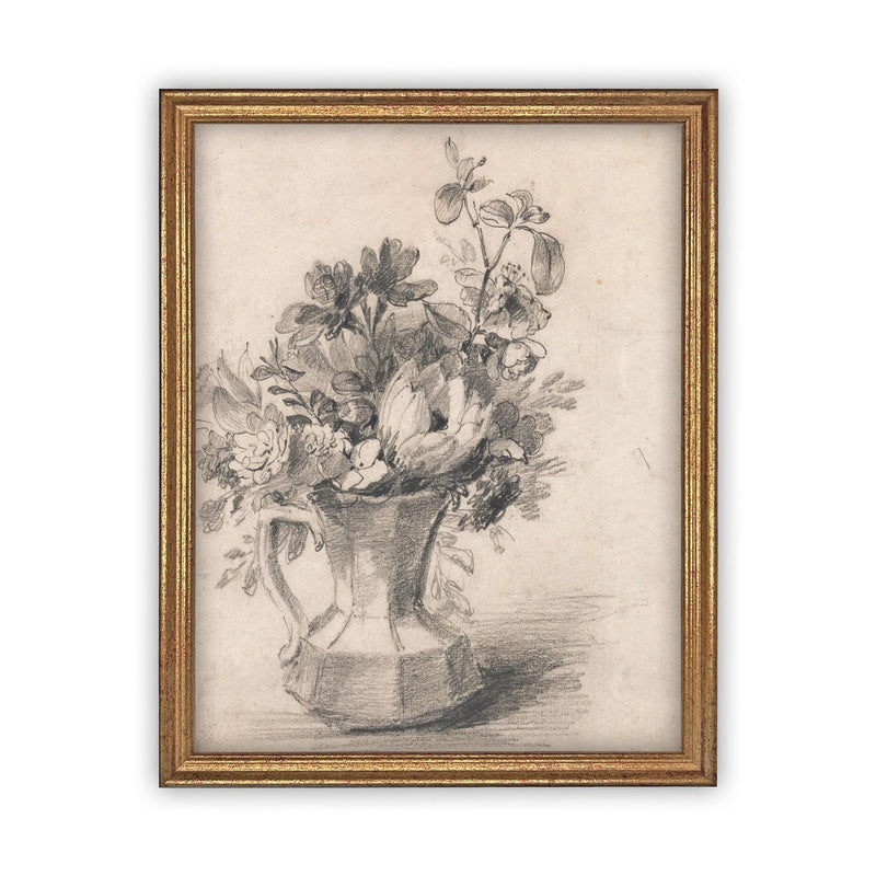 Framed Canvas Art Botanical Floral Sketch #BOT-114