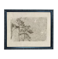 The image is a framed artwork depicting a tree with a textured background.