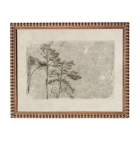 The image is a framed artwork depicting a tree with a textured background.