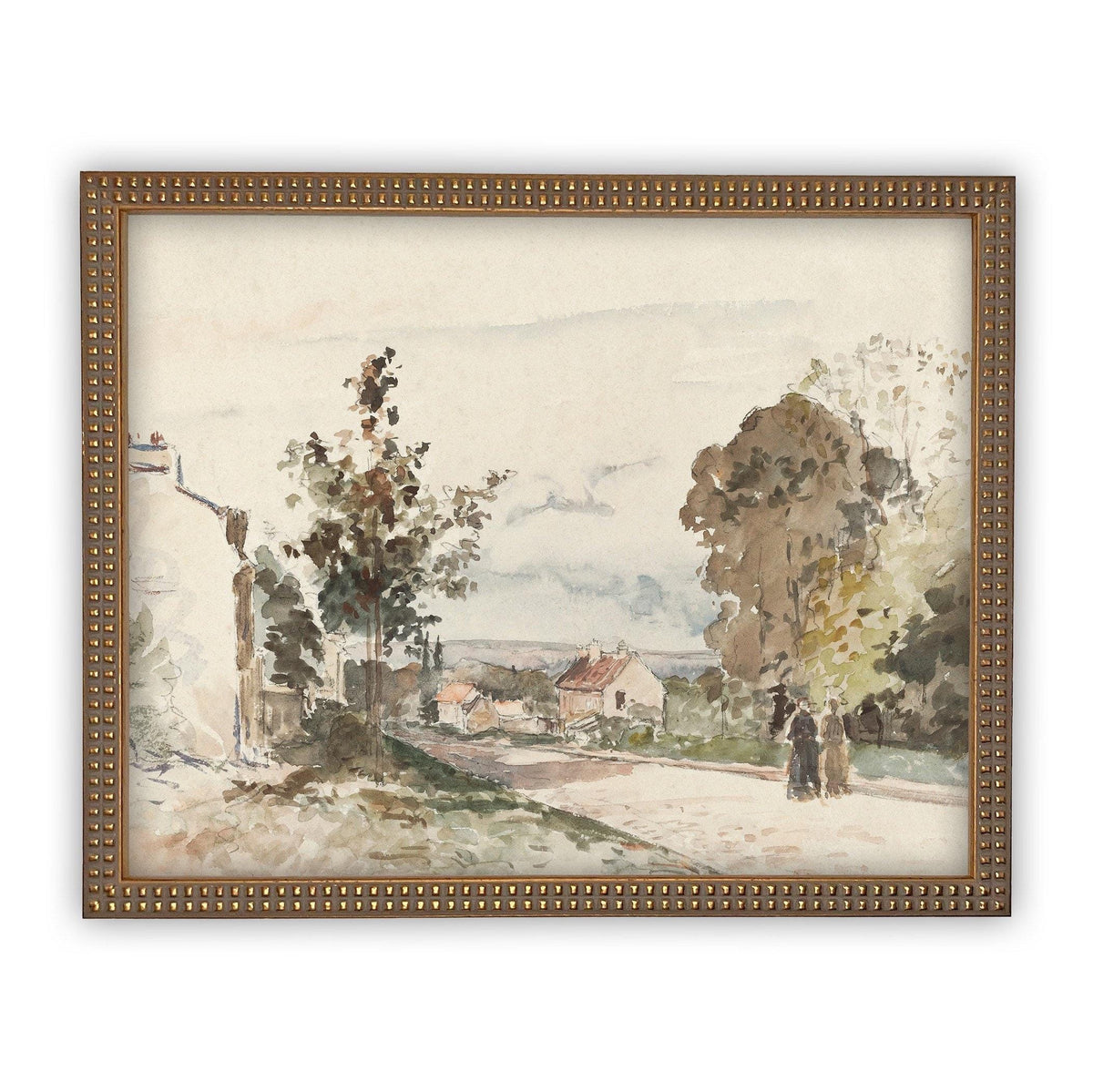 READY to SHIP 11X14 Framed Vintage Watercolor Landscape Canvas Art Print