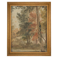 Framed Vintage Canvas Print: Fall Farmhouse Landscape Art #LAN-282