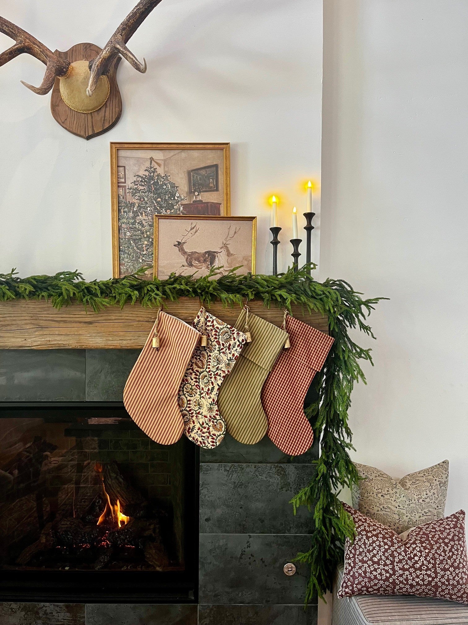 Christmas Stocking Red and Tan Stripe