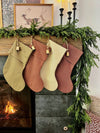 Christmas Stocking "Fold Over" Green and Tan Stripe