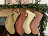 Christmas Stocking "Fold Over" Green and Tan Stripe