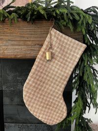 Christmas Stocking Mini Camel Plaid