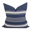 READY TO SHIP 20X20 Designer Hillcrest in Navy Pillow Cover // Navy Blue Decorative Pillow // Striped Pillows // Modern Farmhouse Pillows