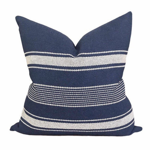 READY TO SHIP 20X20 Designer Hillcrest in Navy Pillow Cover // Navy Blue Decorative Pillow // Striped Pillows // Modern Farmhouse Pillows