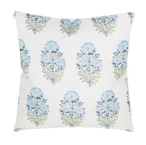 READY TO SHIP 14X36 Lisa Fine Mughal Flower Pillow Cover in Monsoon // Designer Flower Pillow // Blue Throw Pillow