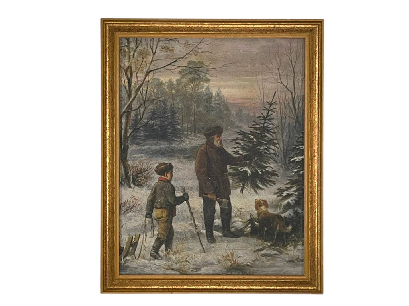 Vintage Framed Canvas Art Christmas Painting #CH-300