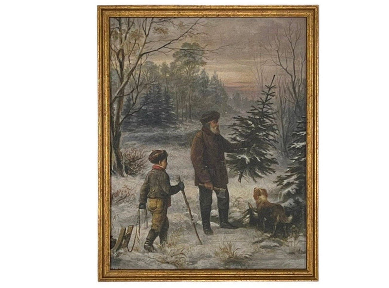 Vintage Framed Canvas Art Christmas Painting #CH-300