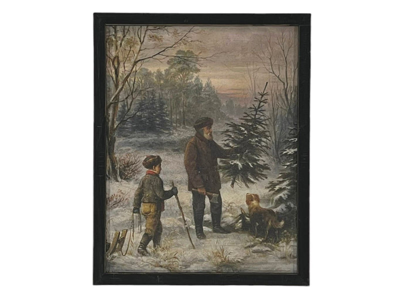 Vintage Framed Canvas Art Christmas Painting #CH-300