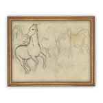 Vintage Framed Canvas Art  // Framed Vintage Print // Vintage Painting // Vintage Horse Sketch Art// Farmhouse print //#A-128