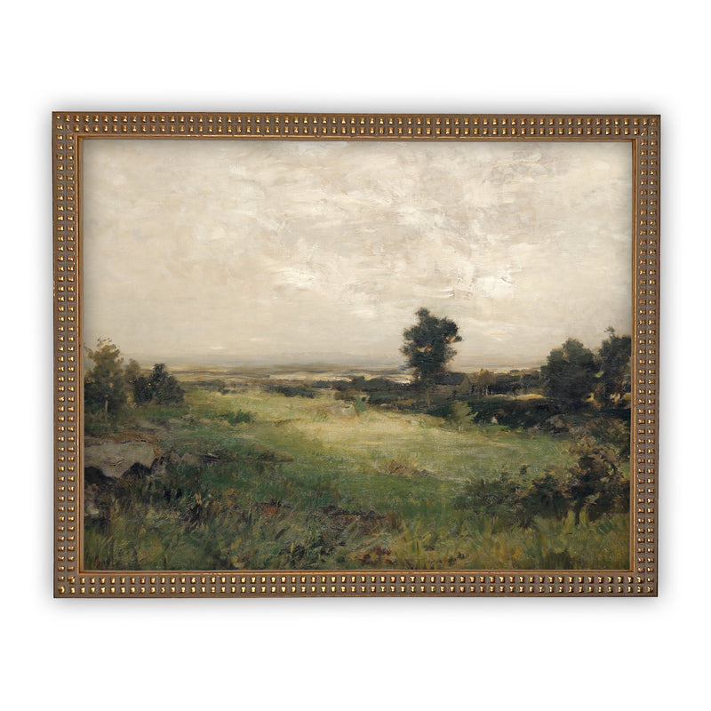 Vintage Framed Canvas Art  // Framed Vintage Print // Vintage Painting // Vintage Green Landscape // Farmhouse print //#LAN-146