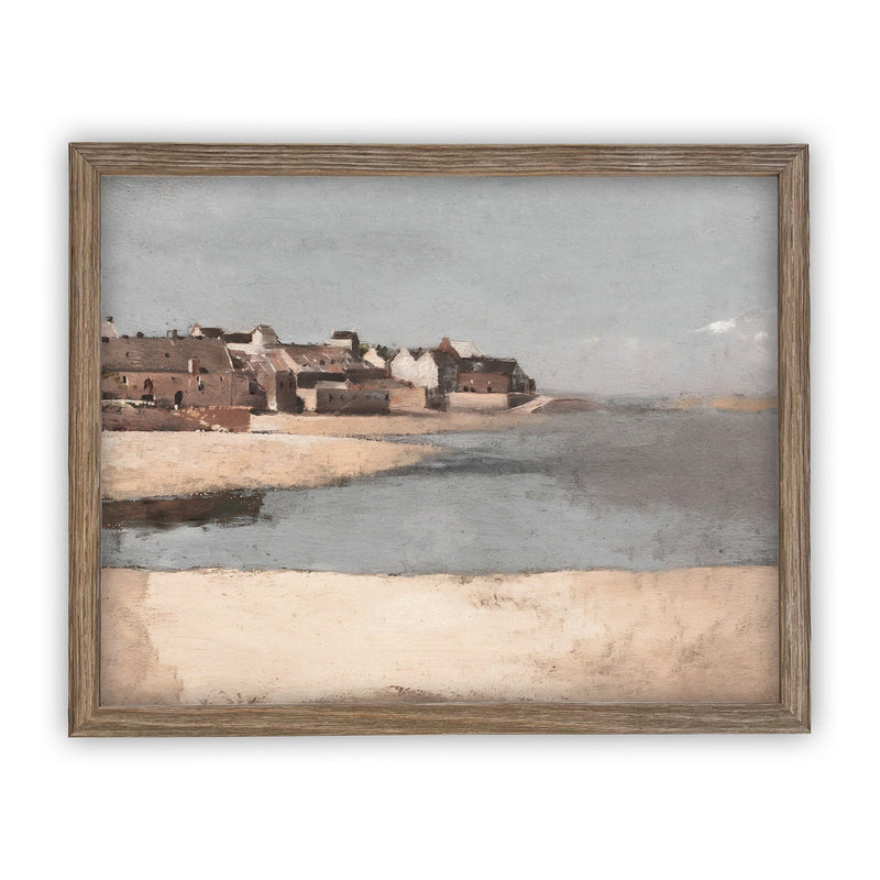 Vintage Framed Canvas Art  // Framed Vintage Print // Vintage Painting // Coastal Beach Art // Seascape print //#LAN-159