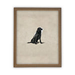 Vintage Framed Canvas Art  // Framed Vintage Print // Black Labrador Painting // Vintage Dog Art// Boys Room or Nursery print //#A-118